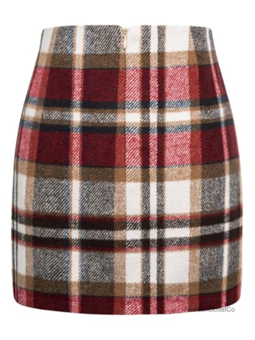 High Waisted Plaid Pencil Mini Skirt for Women Bodycon Stretch Zip Fall Winter